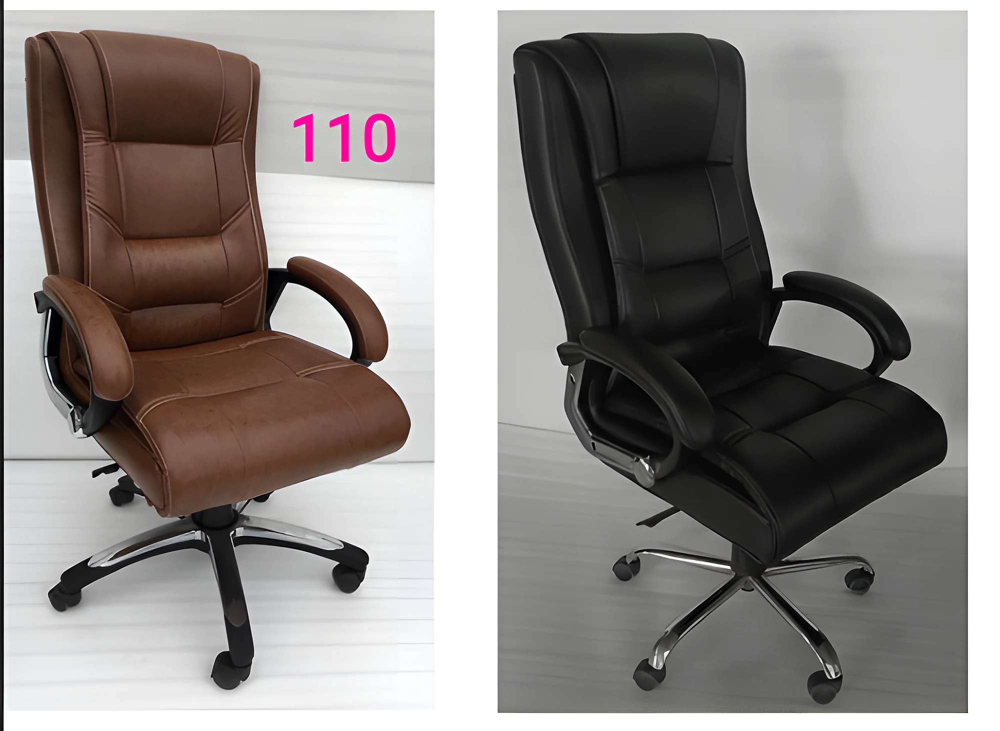 110 Hb Revolving Chair (Brown & Black)