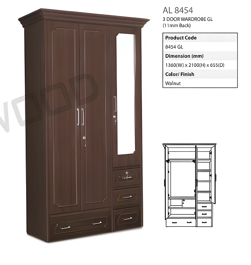 Al 8454 3 Door Wardrobe