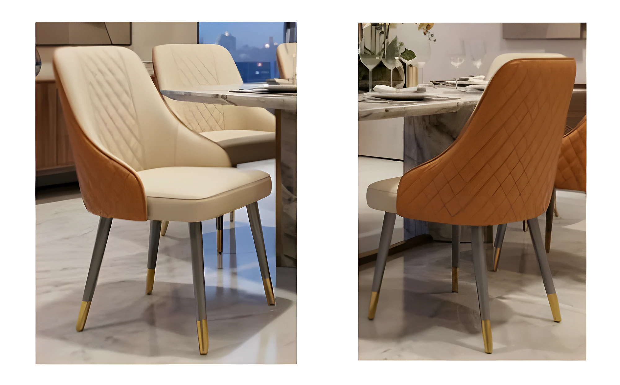 B-92 Dining Chair (Cream & Brown)