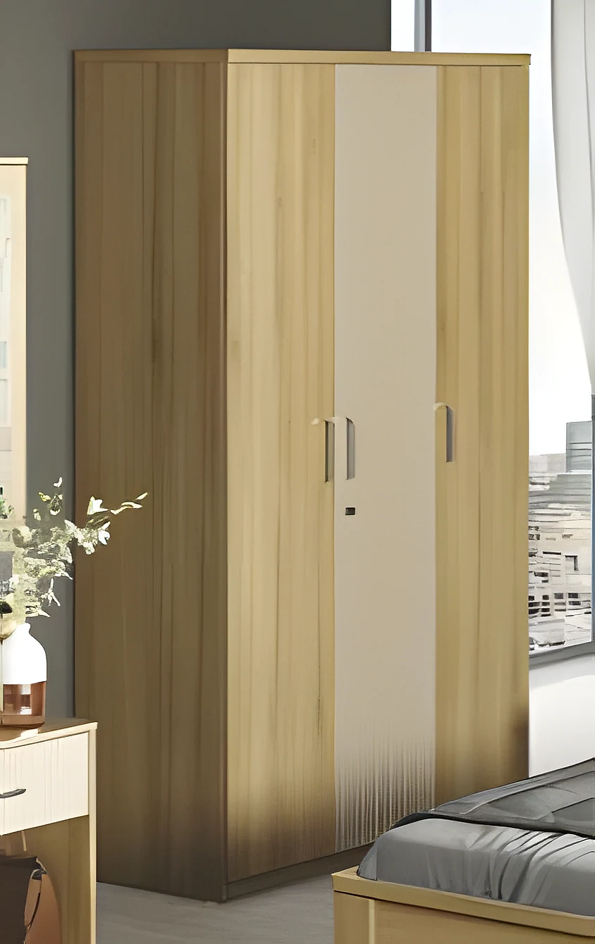 Cleo 3 Door Wardrobe-Santana Oak & Bamboo Flute
