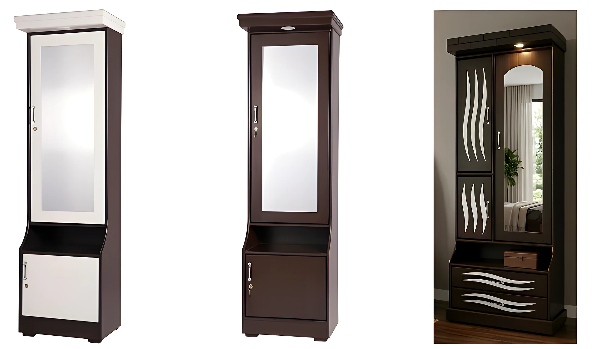 DRESSER-D-8 MDF Polish (White & Wenge) (21X18)