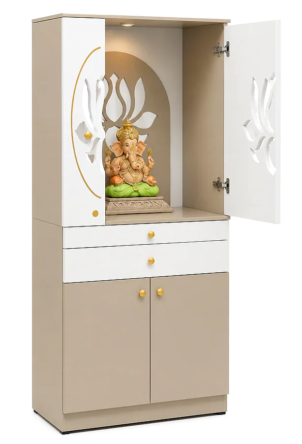 Divine Beige & Frosty White Mandir Unit (CSI-172)