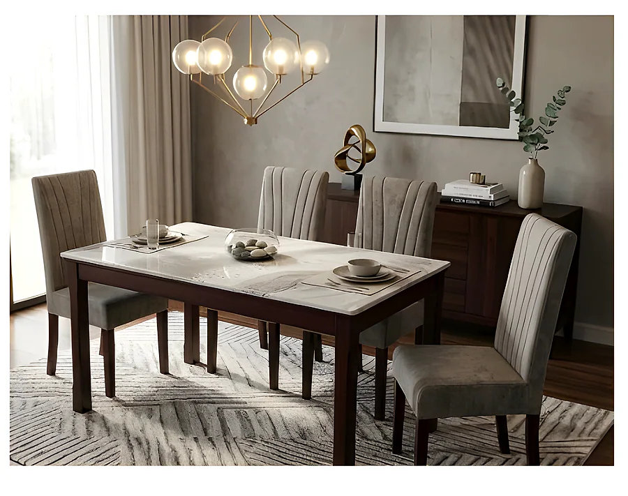 DT-10/IK-129 Marble Dining Set (1+4)