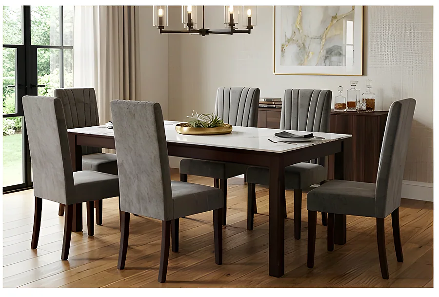 DT-10/IK-129 Marble Dining Set (1+6)