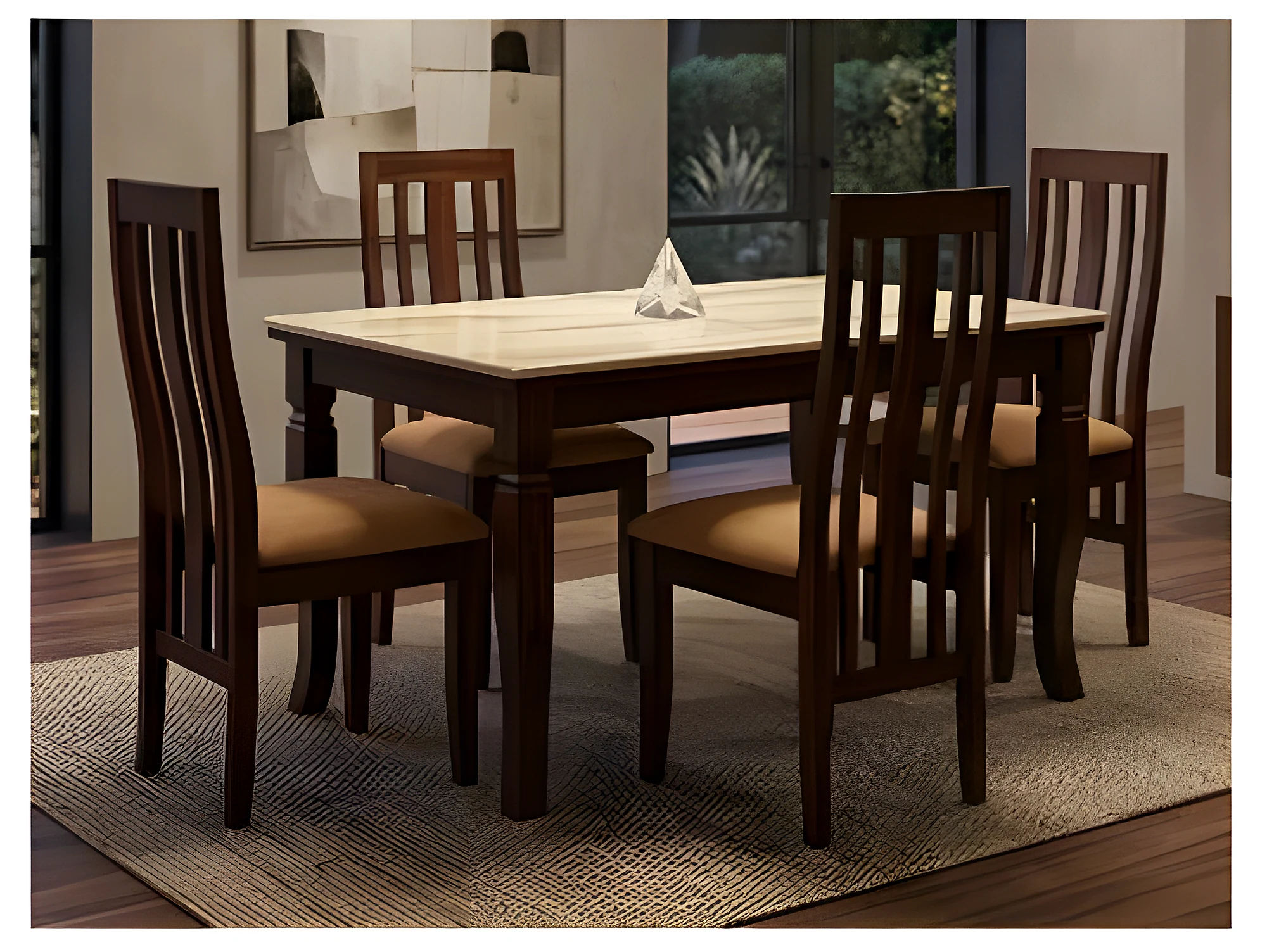 DT-9/IK-126 (1+4) Seater Marble Top Dining Set