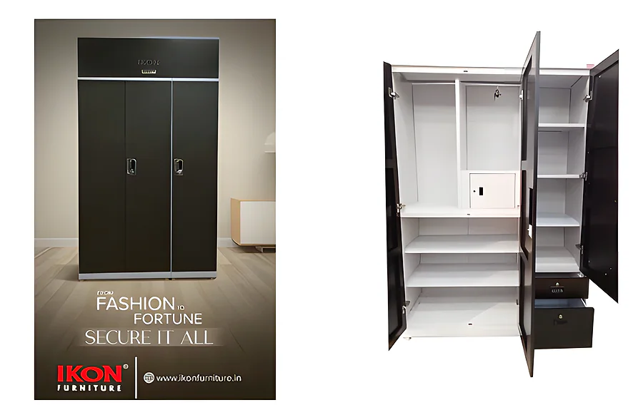 IK-524 Eco 3 Door Dresser Almirah with Loft