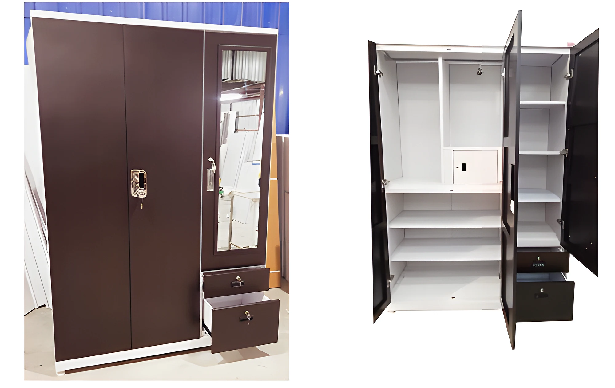 IK-524 Eco 3 Door Dresser Almirah with Out Loft