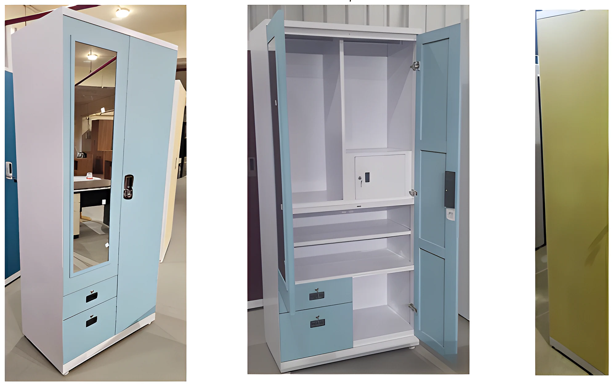 IK-525 Eco 2 Door Dresser Almirah with Metalic Finish