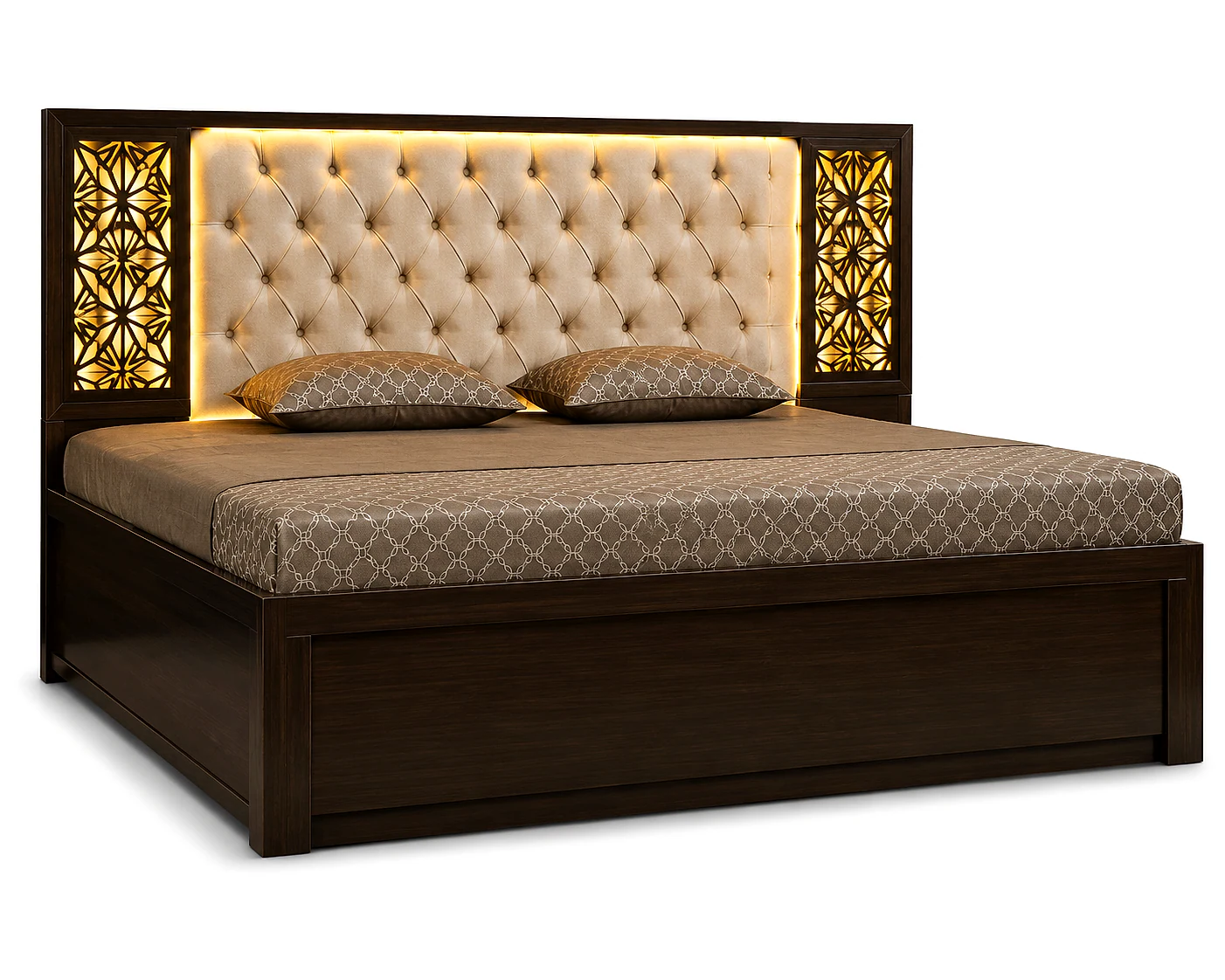 Cushion King Bed with MDF Polish