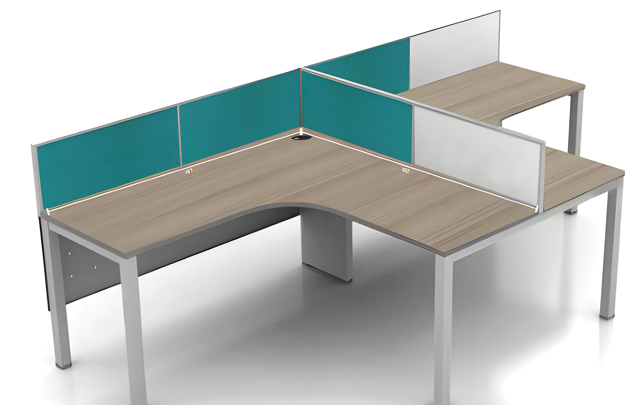 Lineo Curvilinear Non-Sharing T-Shape Workstation : 5 Pax : 1200W1/1200W2 X