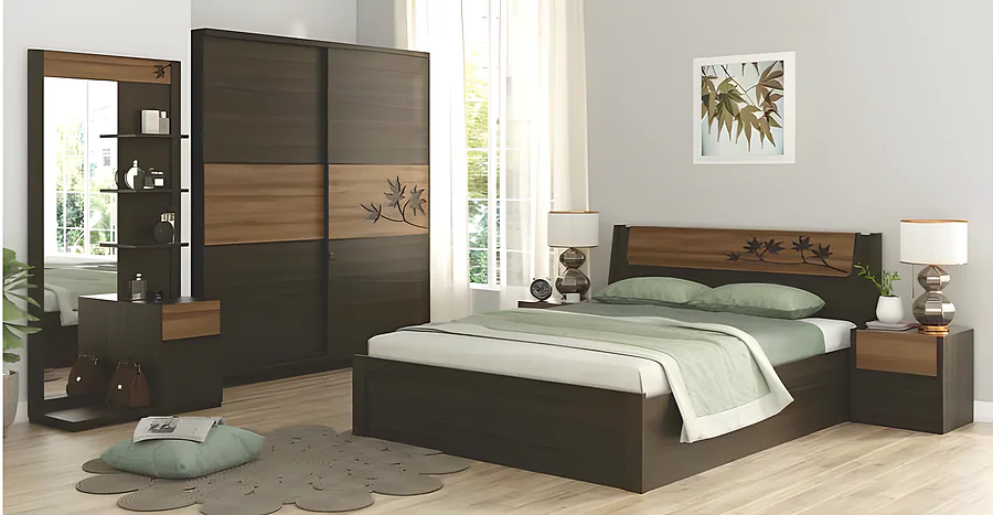 Maple King Bed Set ( with 3 Door Wr )