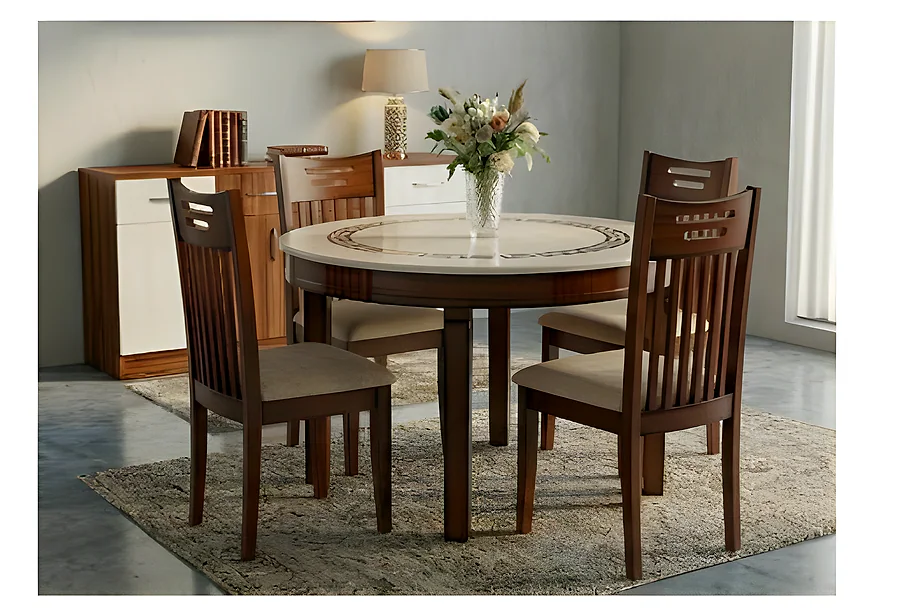 Metro Round (1+4) Seater Dining Set (Indo-Italian Top)