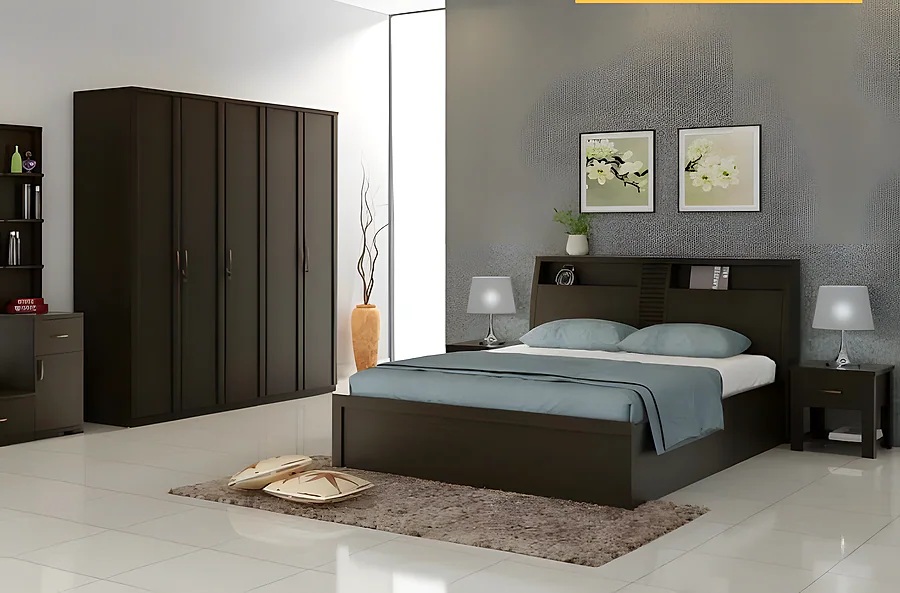 Monarch Queen Bed Set with 3 Door
