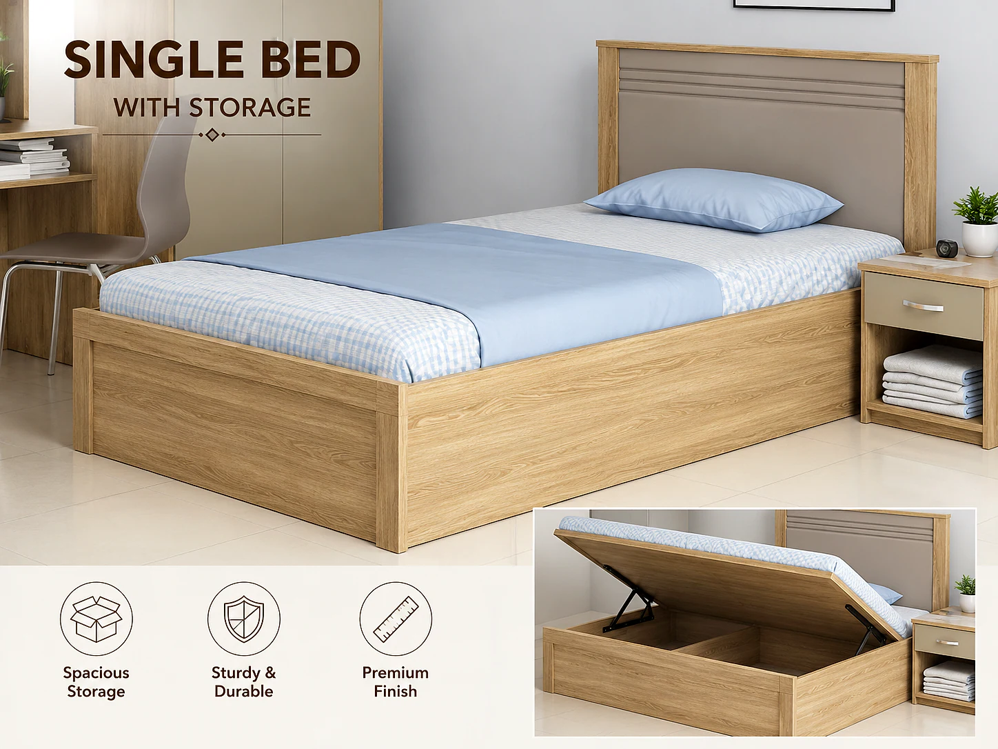 Nester Single Bed with Box Storage