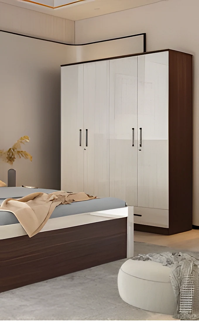 Oyster 4 Door Wardrobe with 2 External Drawer