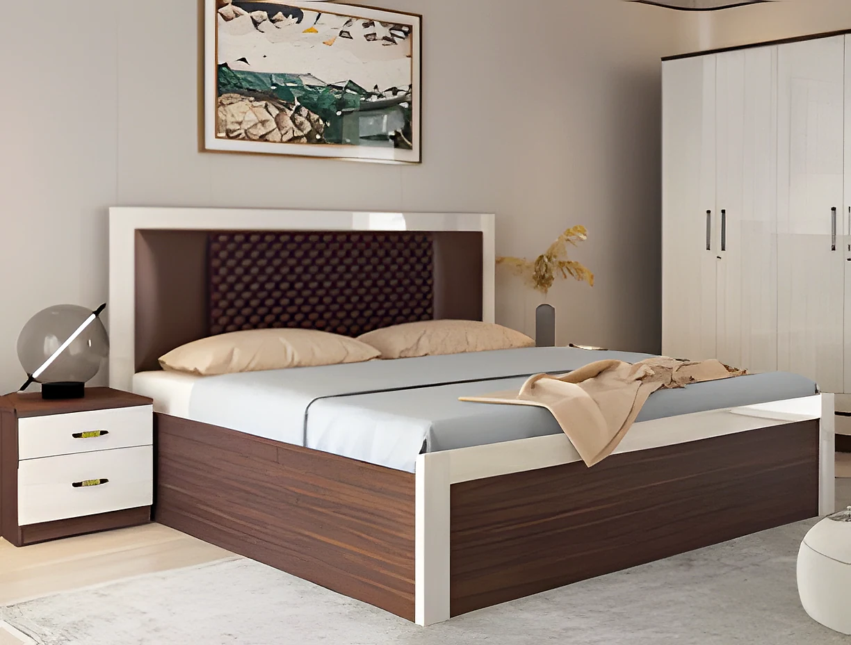 Oyster Queen Bed with Full Hyd Lift on Storage