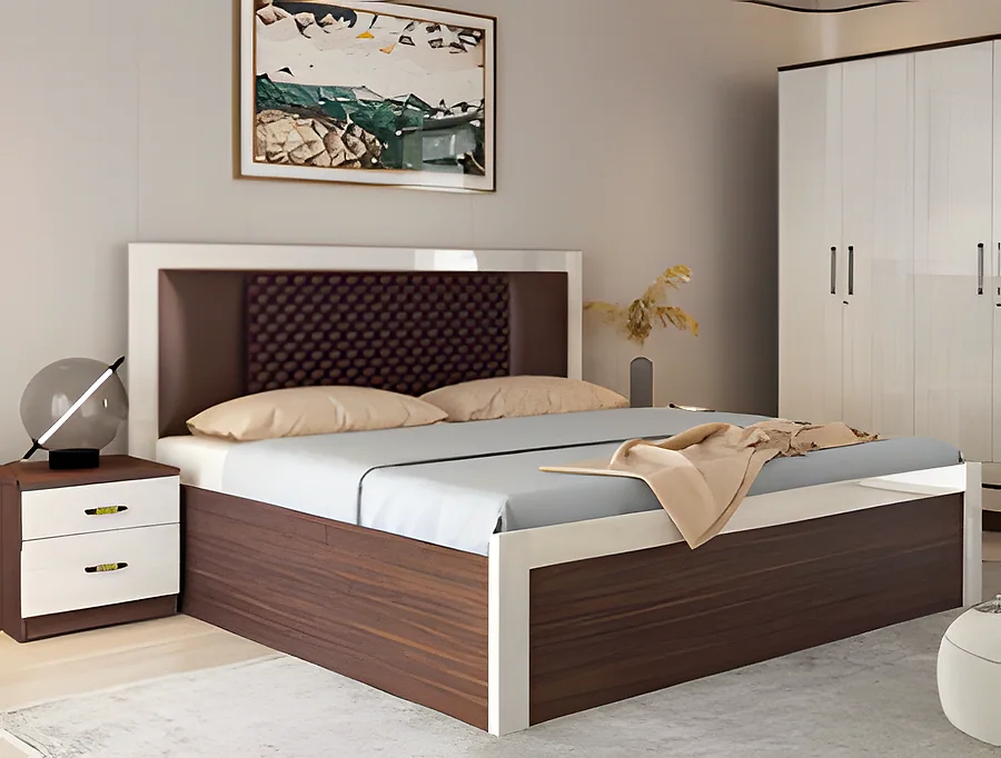 Oyster Queen Bed with Full Hyd Lift on Storage