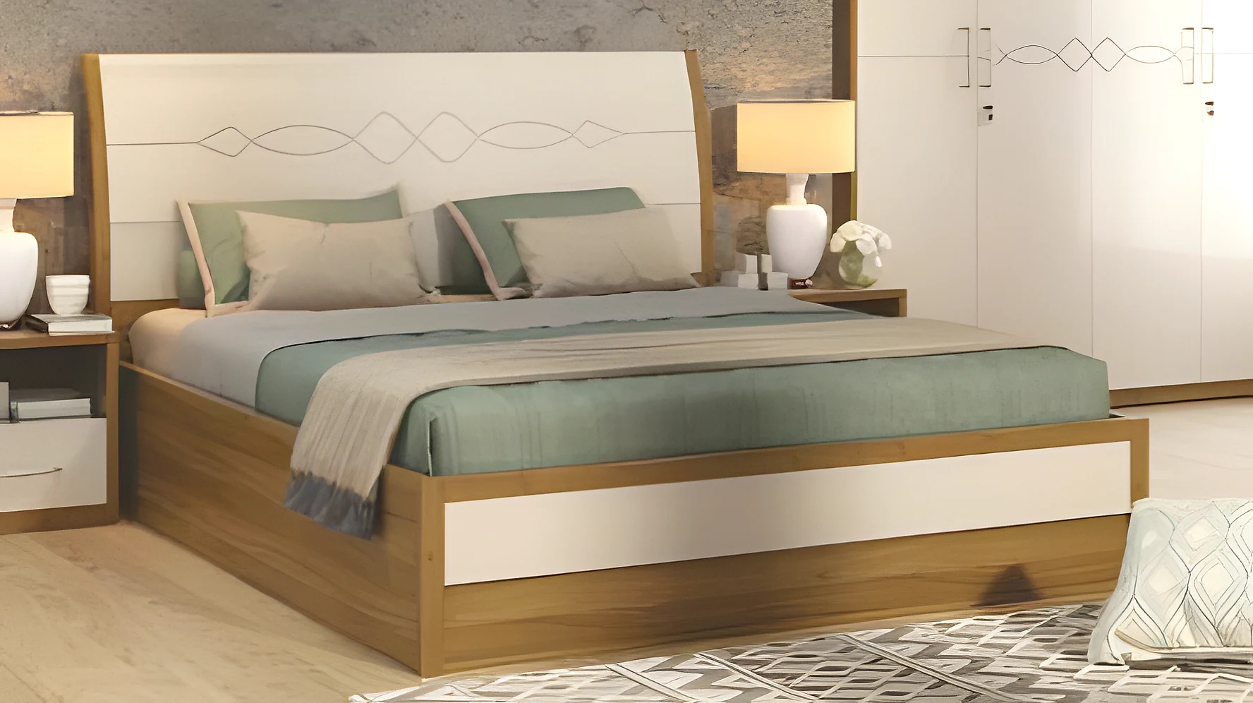 Pearl King Bed with 3 4 Th Lifton Storage