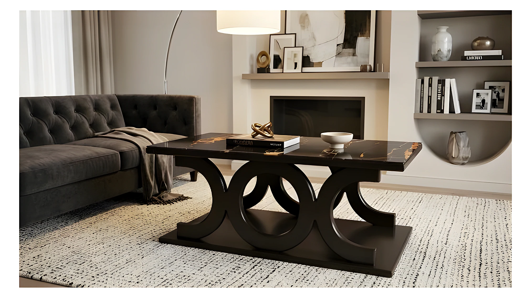 Ring Center Table (Brown) (1200X600)