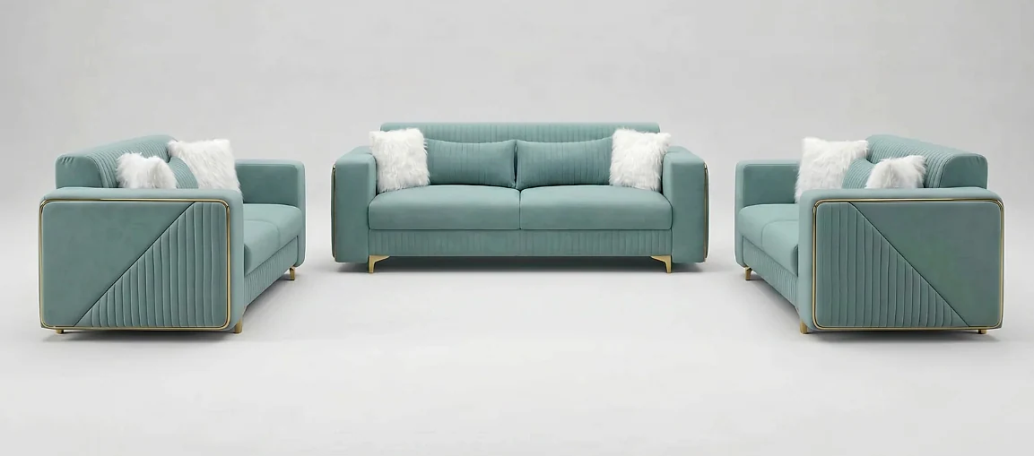 Romeo Sofa (2+1+CR+COUCH)+ 2 Round Puffy Chair