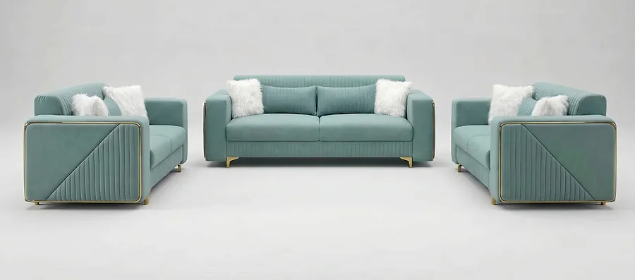 Romeo Sofa (2+1+CR+COUCH)+ 2 Round Puffy Chair