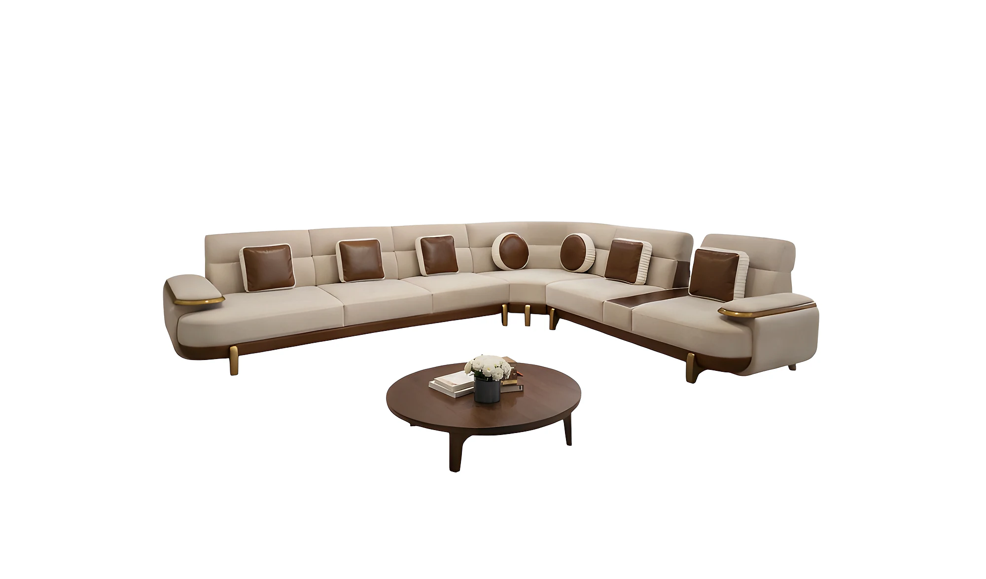 SNOWBALL L Shape Sofa (3 Seater + Corner + 2 seater including Cup Holder)