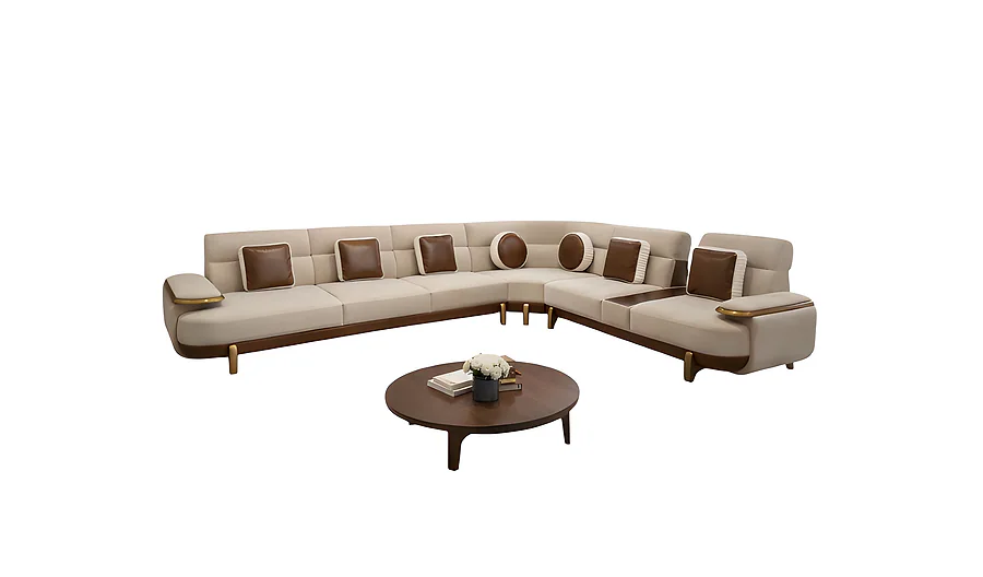 SNOWBALL L Shape Sofa (3 Seater + Corner + 2 seater including Cup Holder)