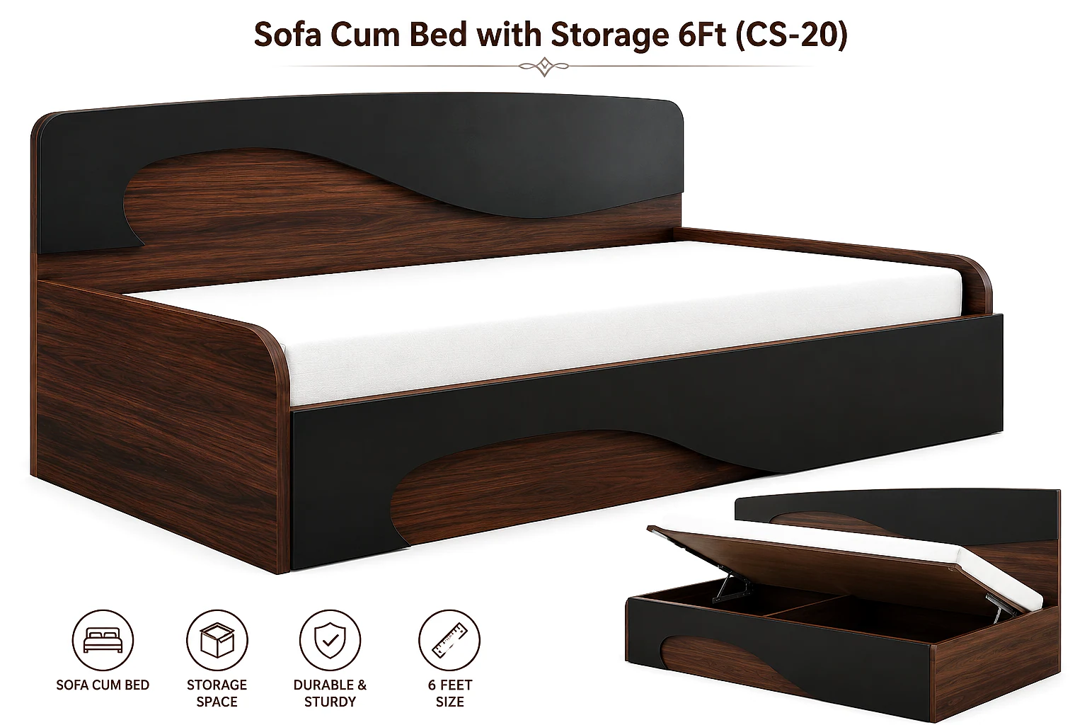 Sofa Cum Bed with Storage 6Ft (CS-20)