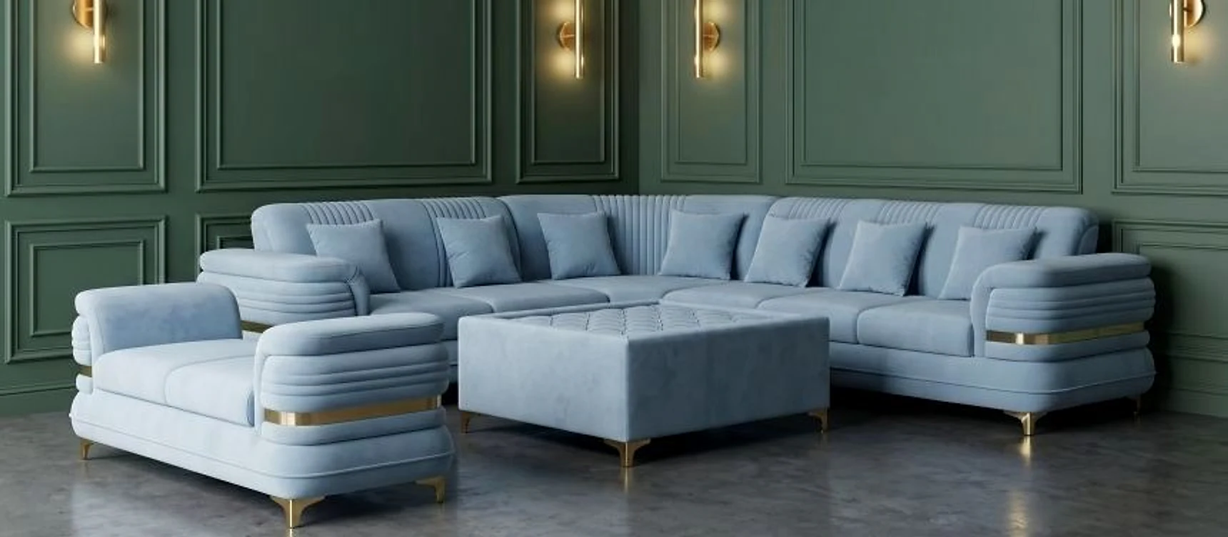 SS-04 Sofa Set — 2+2+1 + Corner + Centre Table + Drawer Unit