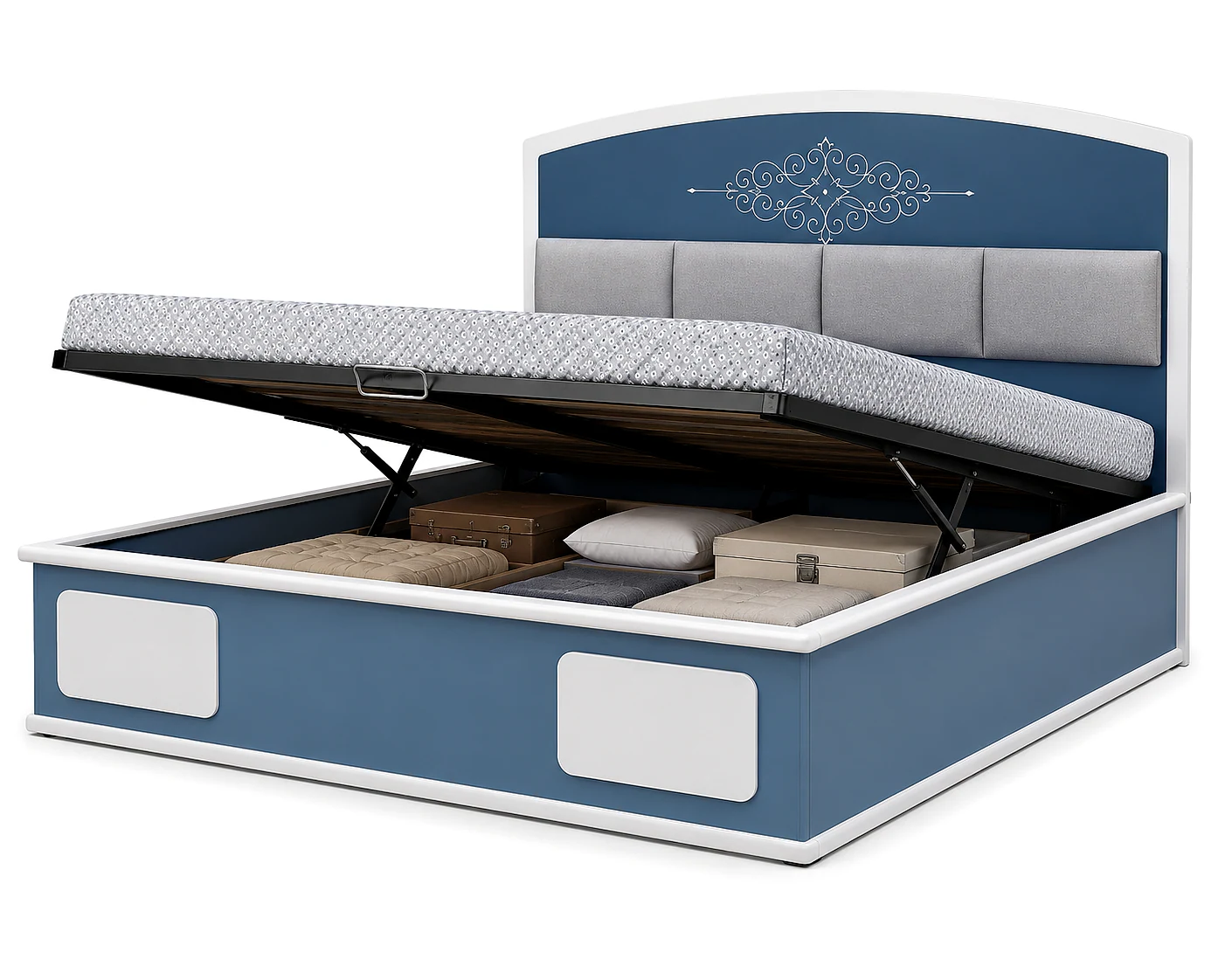 Volga Full Hydraulic King Bed 7872 With Headboard Cushion