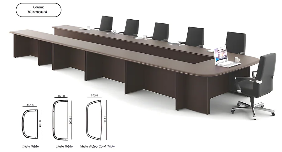 Z-Line Conference Table 3000X1400X750 Wt Gable End